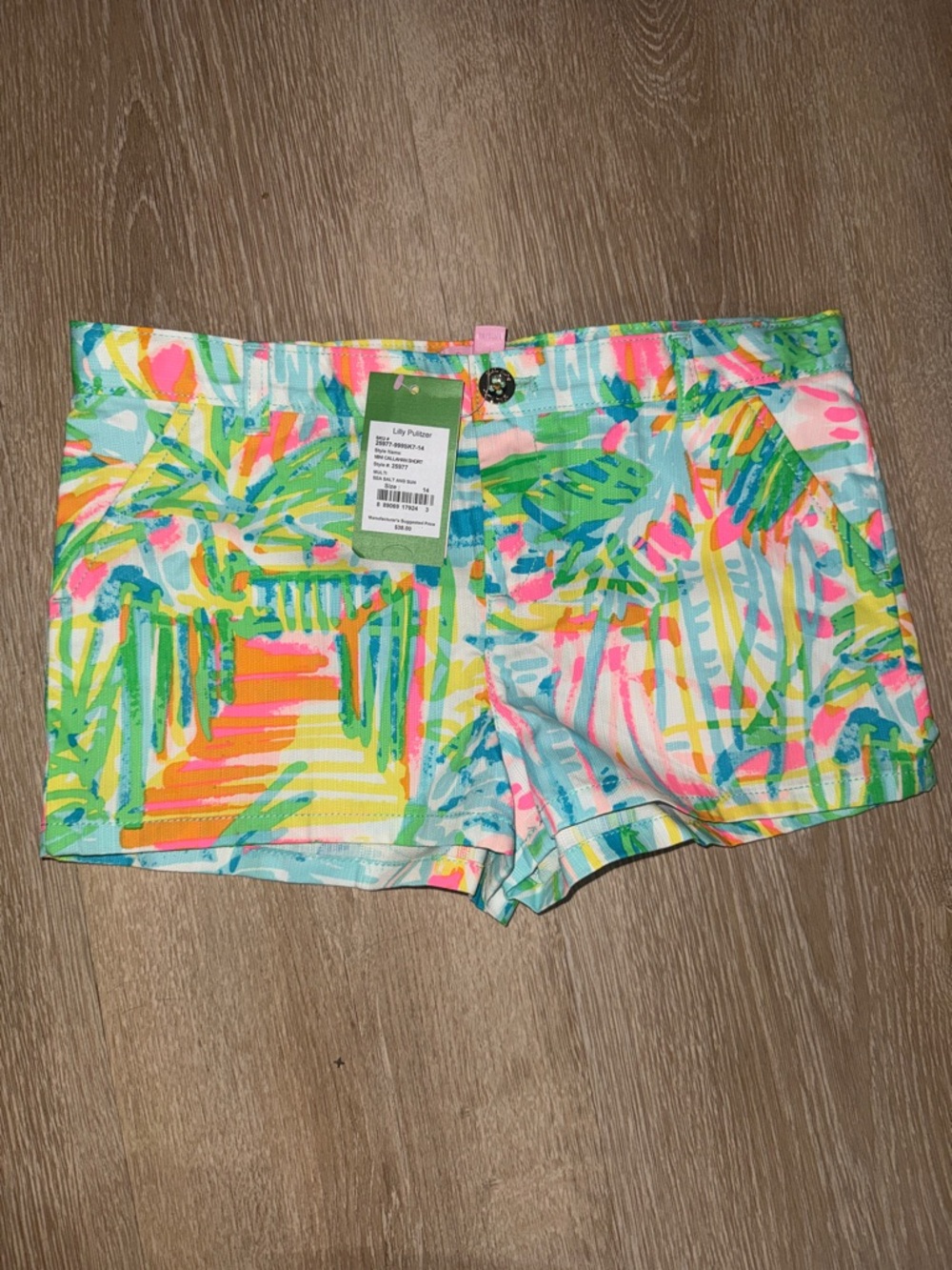 Lilly Pulitzer Neon Palm-Print Cotton Blend Shorts